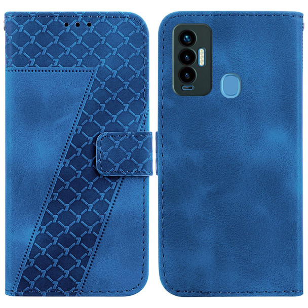 For Tecno Camon 18i 7-shaped Embossed Leatherette Phone Case(Blue)