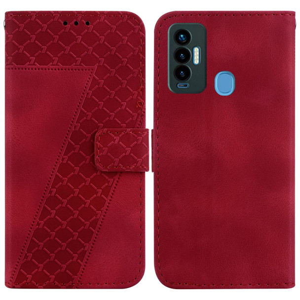 For Tecno Camon 18i 7-shaped Embossed Leatherette Phone Case(Red)