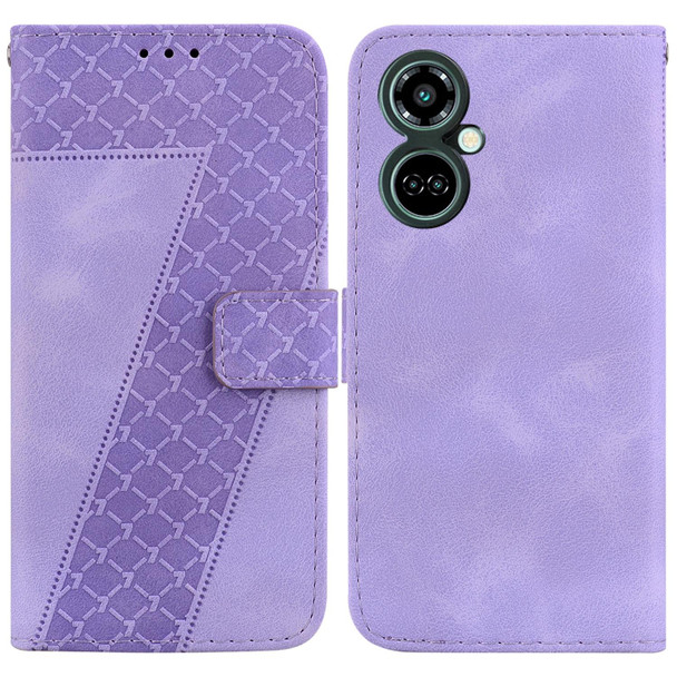 For Tecno Camon 19 Pro 5G 7-shaped Embossed Leatherette Phone Case(Purple)