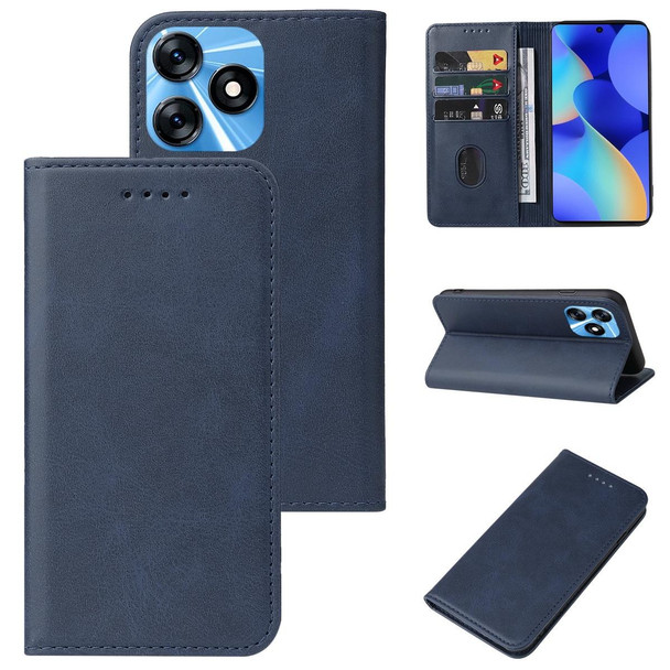 For Tecno Spark 10 Magnetic Closure Leatherette Phone Case(Blue)