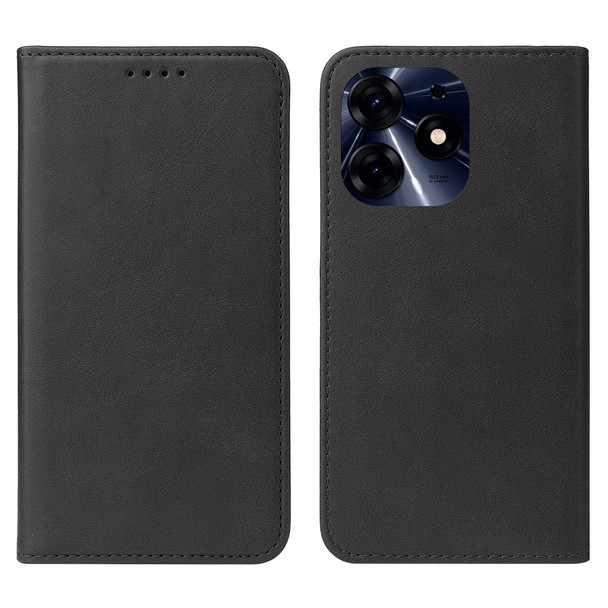 For Tecno Spark 10 Pro Magnetic Closure Leatherette Phone Case(Black)