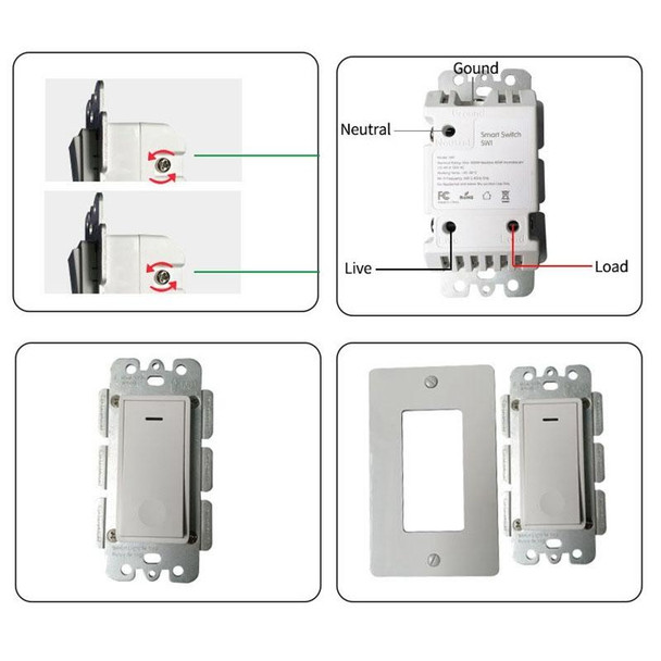 120 Type WiFi Smart Wall Touch Switch, US Plug(White)