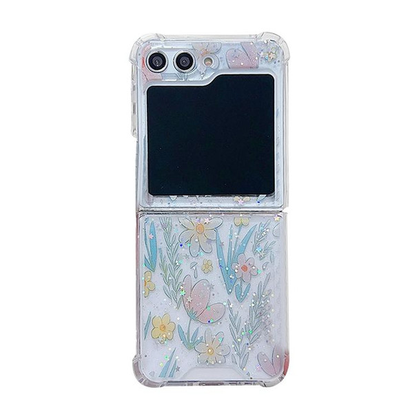 For Samsung Galaxy Z Flip5 Fresh Small Floral Epoxy TPU Phone Case(Pink Flowers 3)
