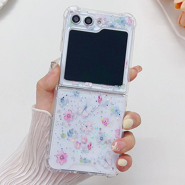 For Samsung Galaxy Z Flip5 Fresh Small Floral Epoxy TPU Phone Case(Butterflies Love Flowers 6)