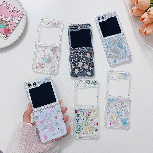 For Samsung Galaxy Z Flip5 Fresh Small Floral Epoxy TPU Phone Case(Butterflies Love Flowers 6)