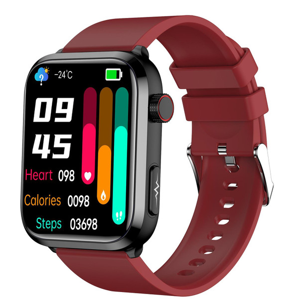 ET210 1.91 inch IPS Screen IP67 Waterproof Silicone Band Smart Watch, Support Body Temperature Monitoring / ECG (Red)