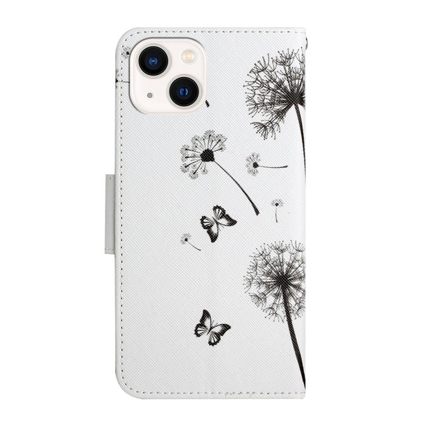 For iPhone 15 3D Colored Drawing Flip Leatherette Phone Case(Dandelions)