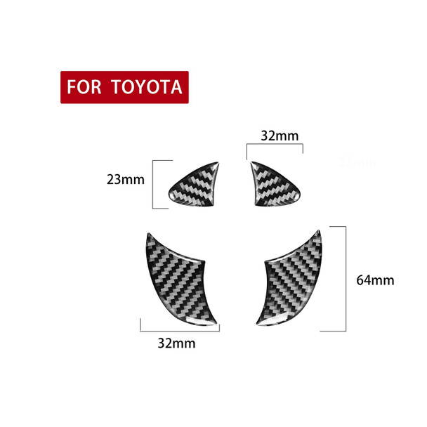 4 PCS / Set Carbon Fiber Car Front Middle Net Logo Decorative Sticker for Toyota 4Runner 2010-2020