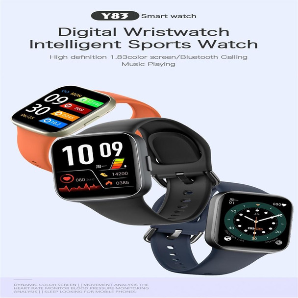 Y83 1.83 inch Color Screen Smart Watch,Support Heart Rate / Blood Pressure / Blood Oxygen / Blood Glucose Monitoring(Blue)