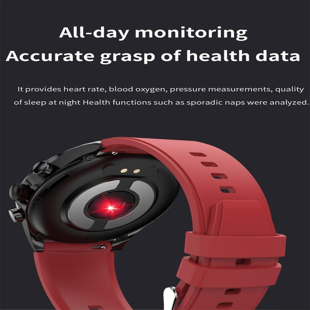 ET440 1.39 inch Color Screen Smart Silicone Strap Watch,Support Heart Rate / Blood Pressure / Blood Oxygen / Blood Glucose Monitoring(Red)