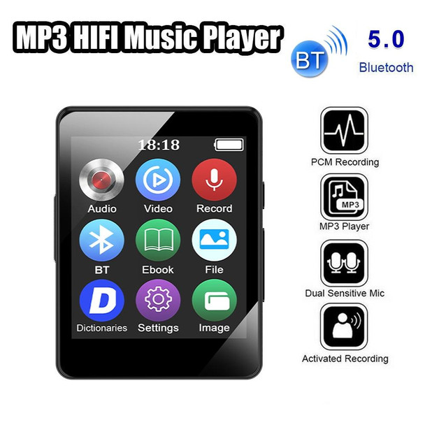 MP3 Music Player Bluetooth 5.0 Ebook Recorder MP4 Walkman 64GB(Black)