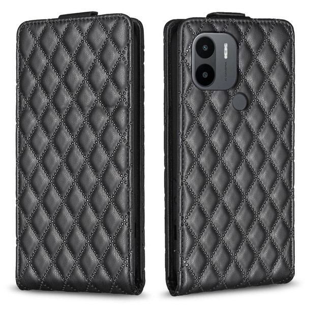 For Redmi A1 / A1+ / A2 Diamond Lattice Vertical Flip Leatherette Phone Case(Black)