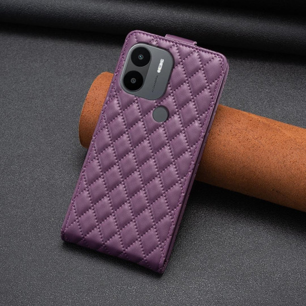 For Redmi A1 / A1+ / A2 Diamond Lattice Vertical Flip Leatherette Phone Case(Dark Purple)