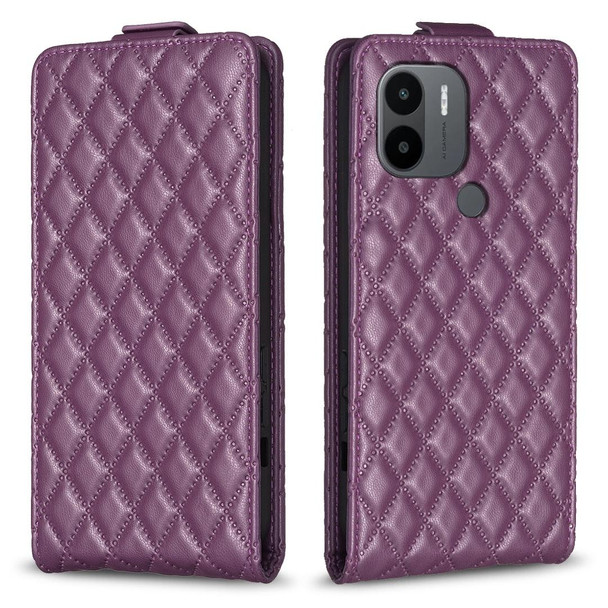 For Redmi A1 / A1+ / A2 Diamond Lattice Vertical Flip Leatherette Phone Case(Dark Purple)
