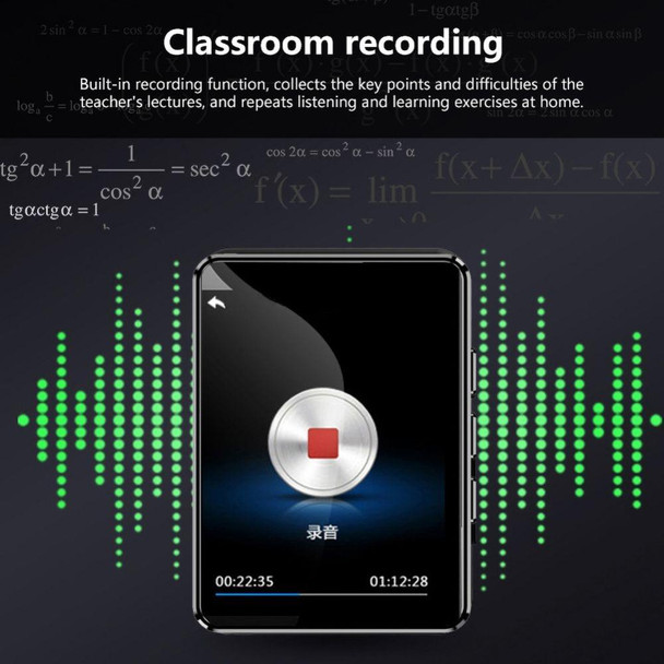 Bluetooth MP3/MP4 Student Walkman Music Player External Recording, Memory Capacity: 8GB(Metal Black)