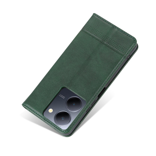 For vivo Y36 Global AZNS Magnetic Calf Texture Leather Phone Case(Dark Green)