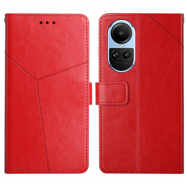 For OPPO Reno10 Global / Reno10 Pro Global Y-shaped Pattern Flip Leatherette Phone Case(Red)