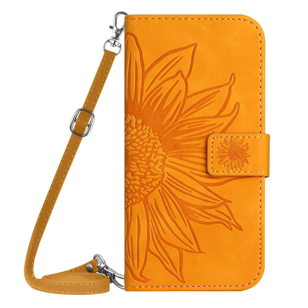 For OPPO Reno10 Global / Reno10 Pro Global Skin Feel Sun Flower Embossed Flip Leatherette Phone Case with Lanyard(Yellow)