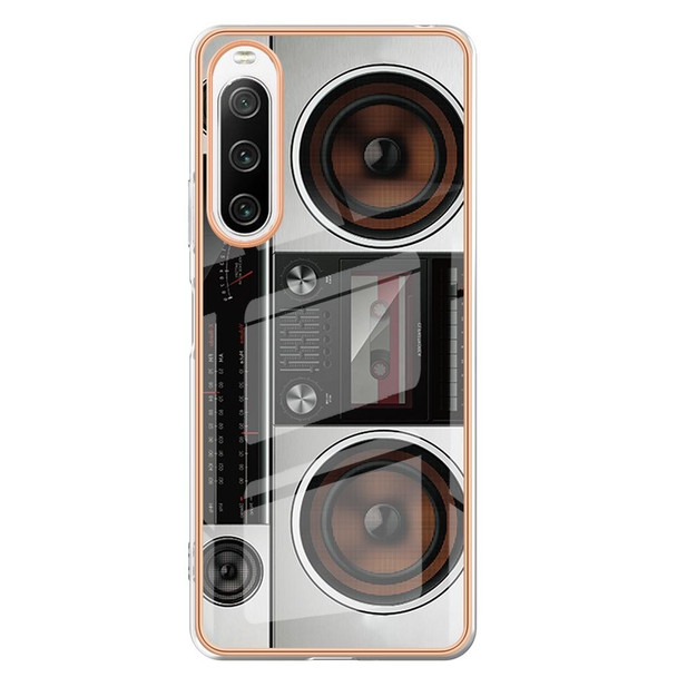 For Sony Xperia 10 IV Electroplating Marble Dual-side IMD Phone Case(Retro Radio)