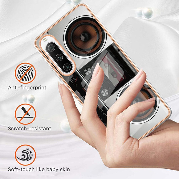 For Sony Xperia 10 IV Electroplating Marble Dual-side IMD Phone Case(Retro Radio)