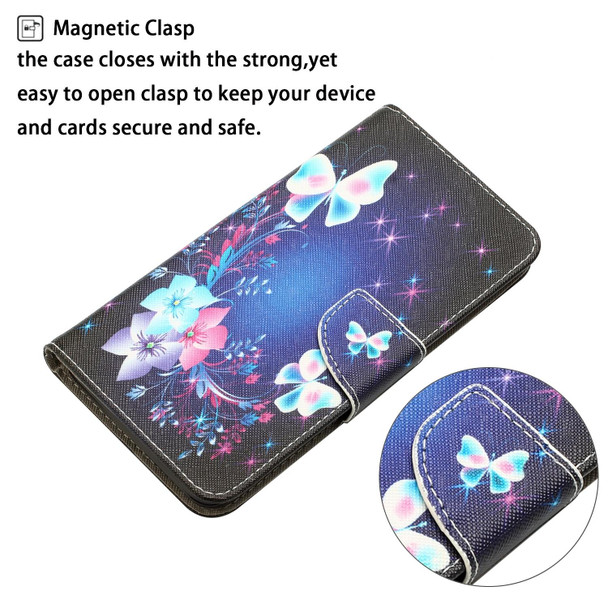 For iPhone 15 Pro Max Colored Drawing Leatherette Phone Case(Butterfly)