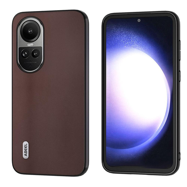 For OPPO Reno10 Global / Reno10 Pro Global ABEEL Genuine Leatherette Xiaoya Series Phone Case(Coffee)