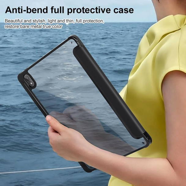 For Huawei MatePad Air 11.5 inch 3-Fold Clear Acrylic Leatherette Tablet Case(Black)