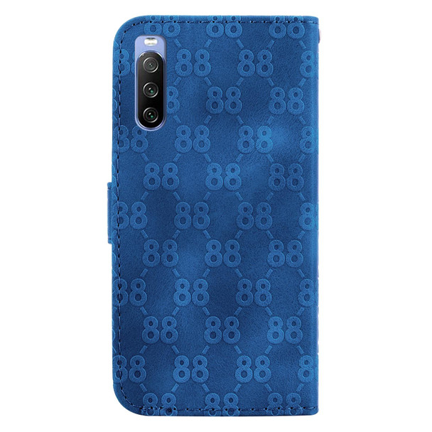 For Sony Xperia 1 III Double 8-shaped Embossed Leatherette Phone Case(Blue)