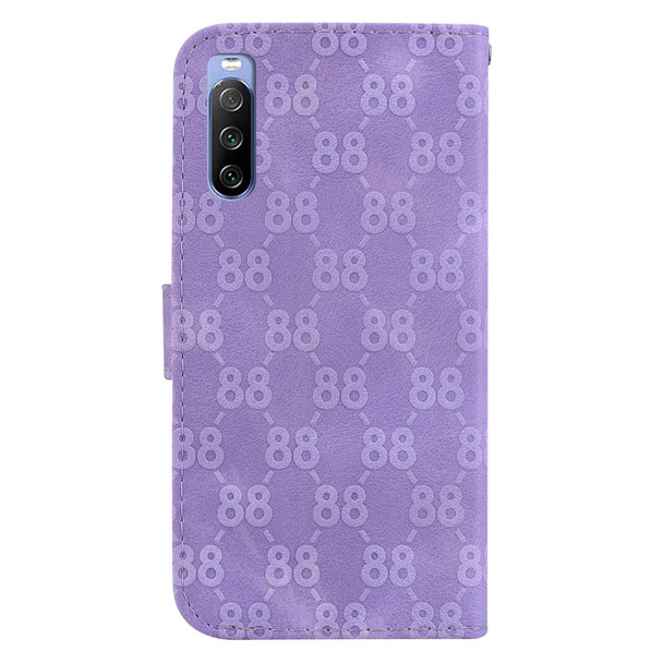 For Sony Xperia 1 III Double 8-shaped Embossed Leatherette Phone Case(Purple)