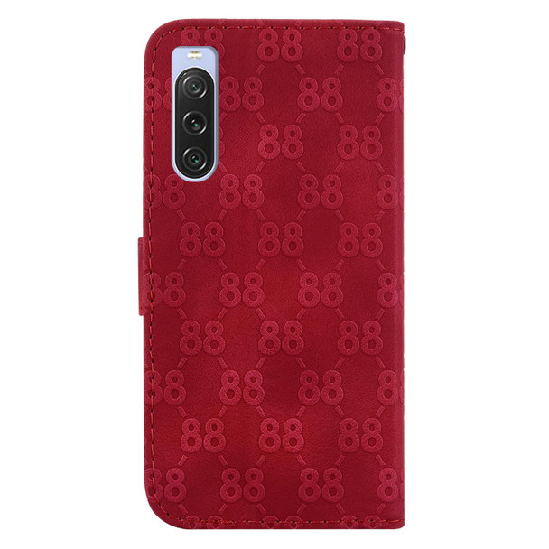 For Sony Xperia 1 IV Double 8-shaped Embossed Leatherette Phone Case(Red)