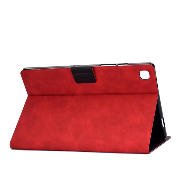 For Samsung Galaxy Tab A7 (2020) T500 Cowhide Texture Horizontal Flip Leatherette Case with Holder & Card Slots & Sleep / Wake-up(Red)