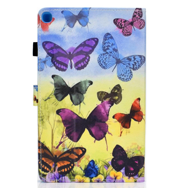 For Samsung Galaxy Tab A7 (2020) T500 Colored Drawing Pattern Horizontal Flip PU Leatherette Case with Holder & Card Slots & Anti-skid Strip & Sleep / Wake-up Function(Colorful Butterflies)