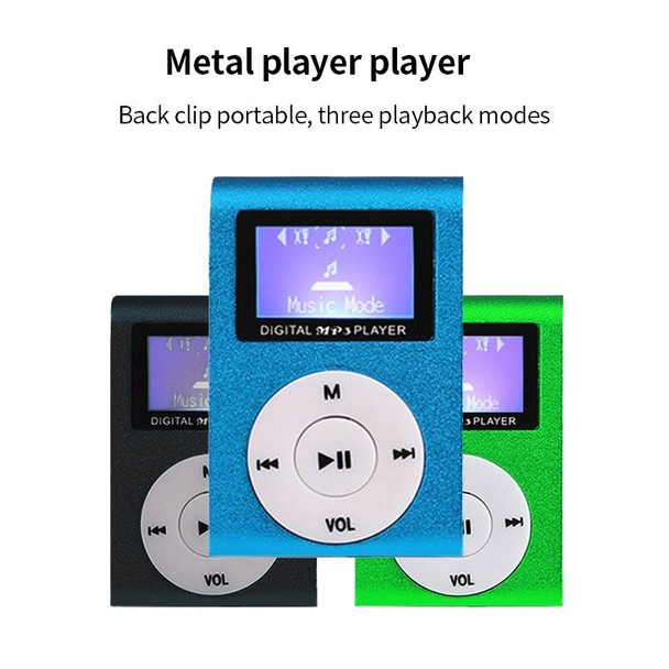 512M+Earphone+Cable Mini Lavalier Metal MP3 Music Player with Screen(Green)
