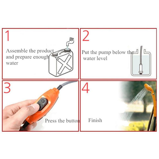 12V Portable Outdoor Universal Car Electric Shower Sprinkler Washer (Orange)