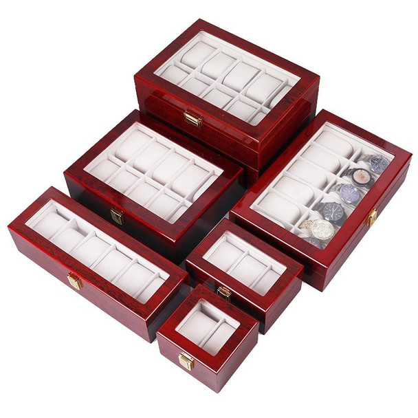 Wooden Baking Paint Watch Box Jewelry Storage Display Box(12-bit Black + Brown Matte)