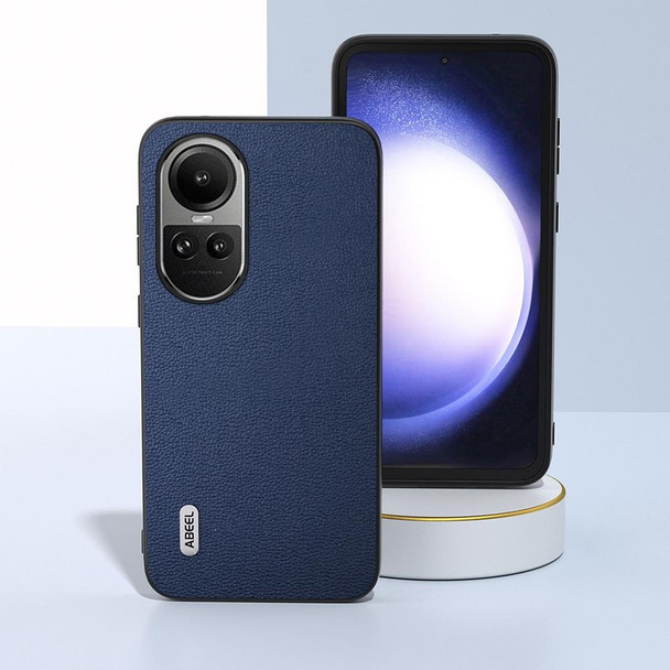 For OPPO Reno10 Pro Global / Reno10 Global ABEEL Genuine Leatherette Luolai Series Phone Case(Dark Blue)