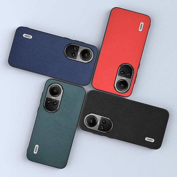 For OPPO Reno10 Pro Global / Reno10 Global ABEEL Genuine Leatherette Luolai Series Phone Case(Dark Blue)