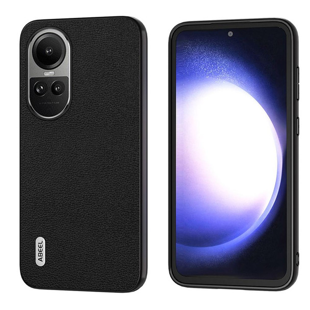 For OPPO Reno10 Pro Global / Reno10 Global ABEEL Genuine Leatherette Luolai Series Phone Case(Black)