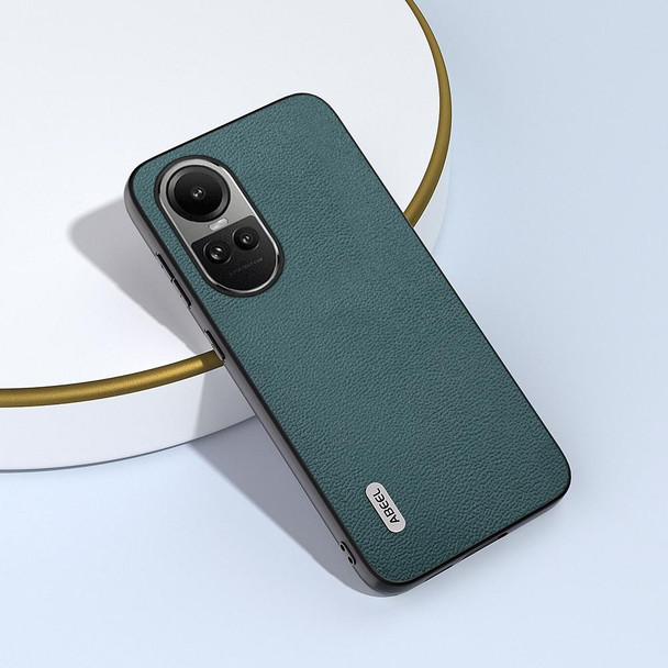 For OPPO Reno10 Pro Global / Reno10 Global ABEEL Genuine Leatherette Luolai Series Phone Case(Dark Green)