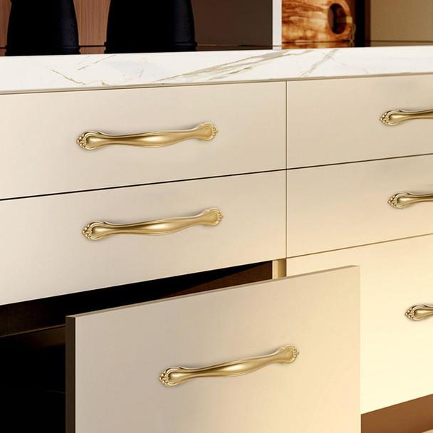 Drawer Cabinet Modern Handle Aluminum Alloy Door Drawer Cupboard Pull Furniture Hardware, 22mm Screw - 8103-192 Gold