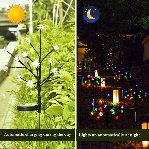 16 LED Solar Tree Branch Lotus Lamp Outdoor  Garden Lawn Light