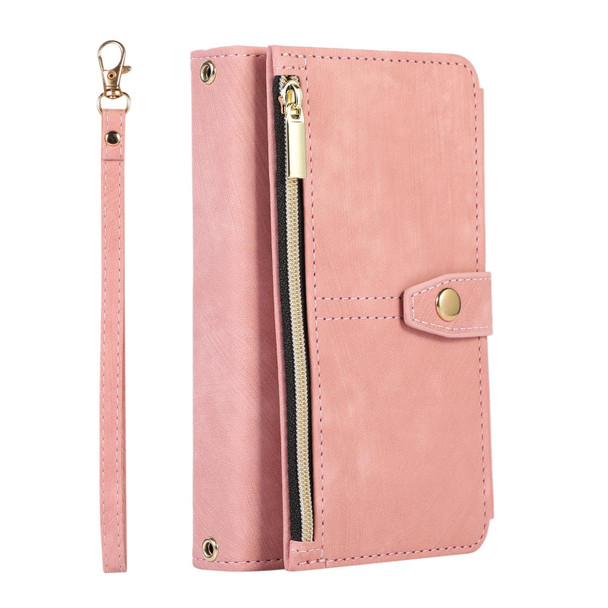 For Google Pixel Fold Dream 9-Card Wallet Zipper Bag Leatherette Phone Case(Pink)