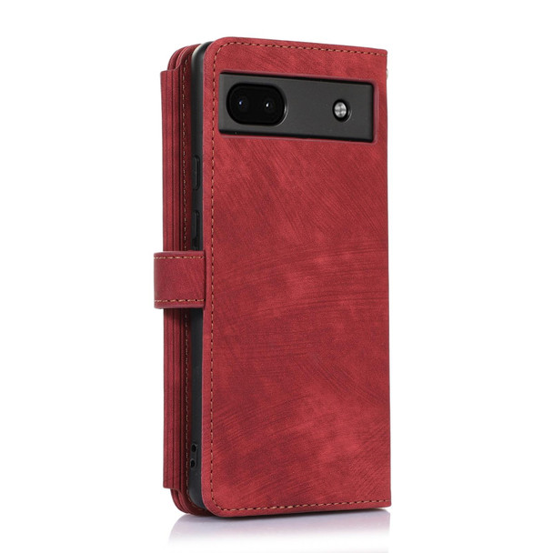 For Google Pixel 6a Dream 9-Card Wallet Zipper Bag Leatherette Phone Case(Red)