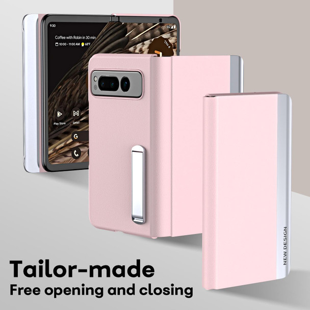 For   Google Pixel Fold Side Electroplating Adsorption Ultra-thin Leatherette Phone Case(Pink)