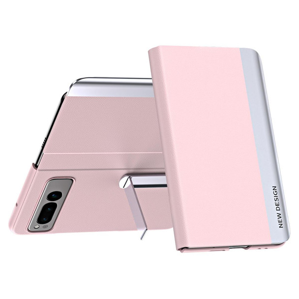 For   Google Pixel Fold Side Electroplating Adsorption Ultra-thin Leatherette Phone Case(Pink)