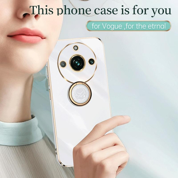 For Realme 11 Pro+ 5G XINLI Straight Edge 6D Electroplate TPU Phone Case with Ring Holder(Mint Green)