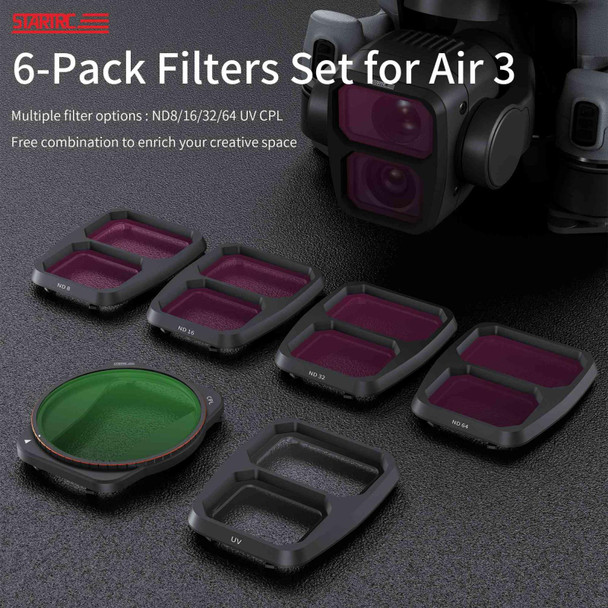 For DJI Air 3 STARTRC Drone Lens Filter, Lens:6 in 1 ND8/16/32/64 UV CPL