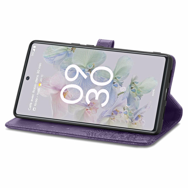Google Pixel 6a Mandala Flower Embossed Flip Leather Phone Case(Purple)