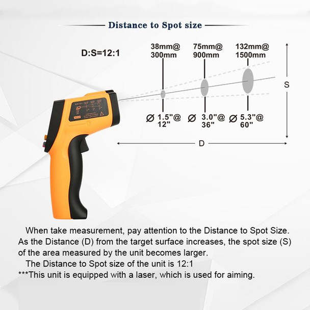 Infrared Thermometer, Temperature Range: -50 - 1150 Degrees Celsius(Orange)