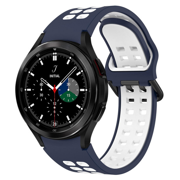 For Samsung  Galaxy Watch 4 Classic 46mm Two-Color Breathable Silicone Watch Band(Midnight Blue + White)